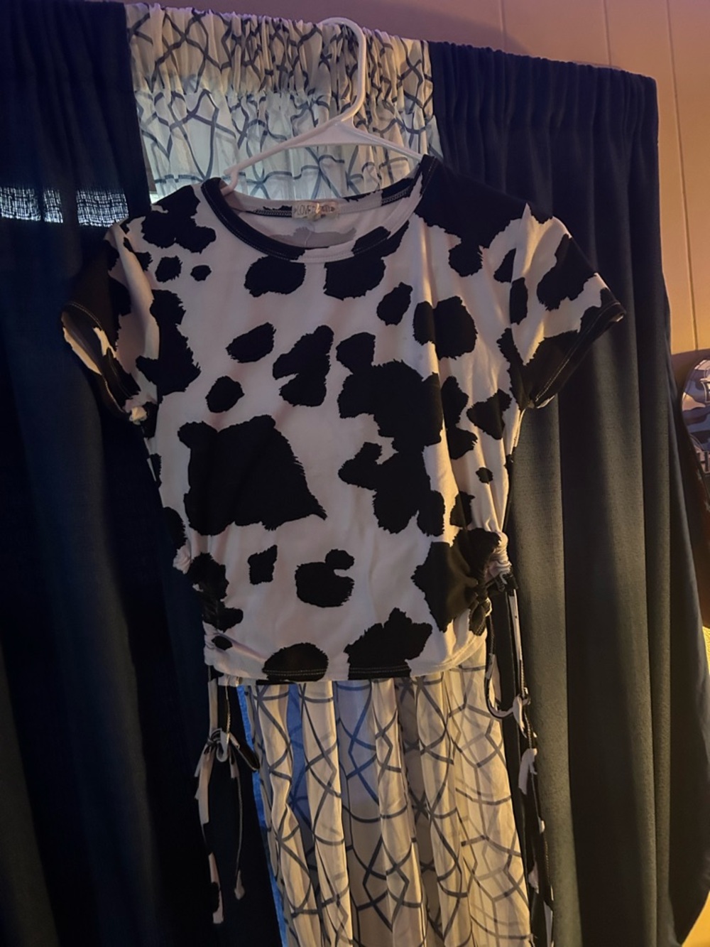 Black and White Cow Print Short Sleeve Top